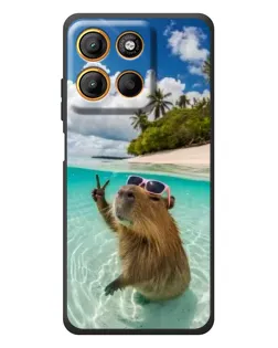 Чехол для Motorola Moto G17 Power с картинкой «Капибара на море»