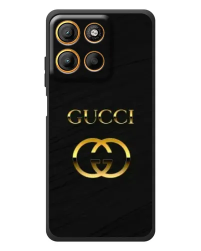Чехол для Motorola Moto G17 с картинкой «Золотой логотип Gucci»