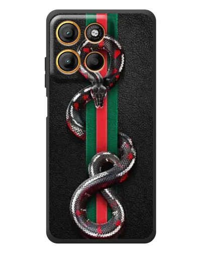 Чехол для Motorola Moto G17 с картинкой «Gucci — змея на полосе» Чехол для Motorola Moto G17 с картинкой «Gucci — змея на полосе»
