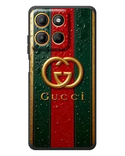 Чехол для Motorola Moto G17 с картинкой «Gucci — фирменная полоса и золото» Чехол для Motorola Moto G17 с картинкой «Gucci — фирменная полоса и золото»