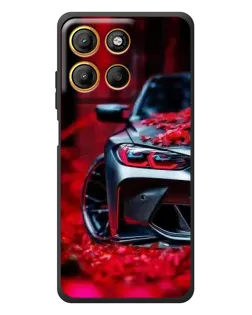 Чехол для Motorola Moto G17 с картинкой «Спортивная BMW и цветы»