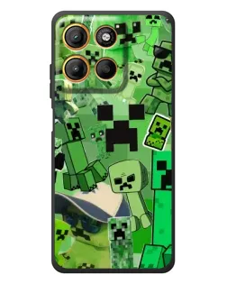 Чехол для Motorola Moto G17 с картинкой «Криперы Minecraft»