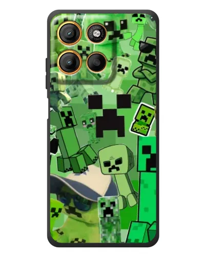 Чехол для Motorola Moto G17 с картинкой «Криперы Minecraft»