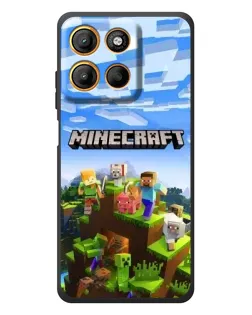 Чехол для Motorola Moto G17 с картинкой «Minecraft классический мир»