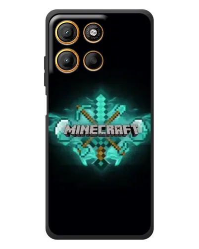 Чехол для Motorola Moto G17 с картинкой «Minecraft Diamond лого»