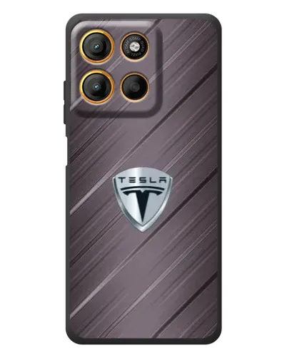 Чехол для Motorola Moto G17 с картинкой «Металлическая текстура Tesla»