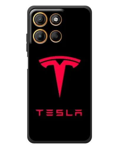 Чехол для Motorola Moto G17 с картинкой «Tesla Red Logo»