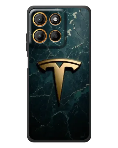 Чехол для Motorola Moto G17 с картинкой «Мраморная Tesla Gold»