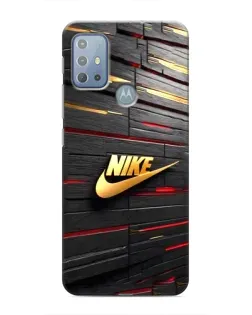 Чехол для Motorola MOTO G20 с картинкой «Золотой Nike на металле»