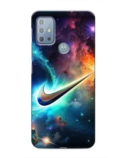 Чехол для Motorola MOTO G20 с картинкой «Космический Nike Swoosh»