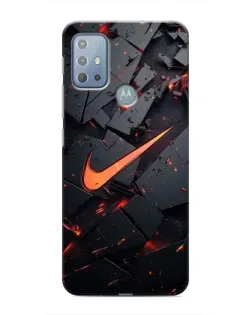 Чехол для Motorola MOTO G20 с картинкой «Nike — эффект разломов»
