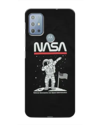 Чехол для Motorola MOTO G20 с картинкой «NASA — шагаем по Луне»