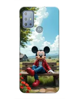Чехол для Motorola MOTO G20 с картинкой «Микки на скамейке»