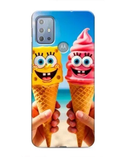 Чехол для Motorola MOTO G20 с картинкой «Спанч Боб мороженое»