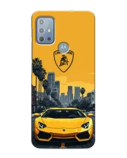 Чехол для Motorola MOTO G20 с картинкой «Желтый Lamborghini город» Чехол для Motorola MOTO G20 с картинкой «Желтый Lamborghini город»