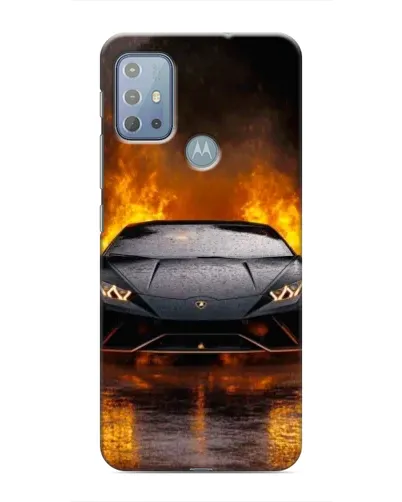 Чехол для Motorola MOTO G20 с картинкой «Lamborghini в огне»