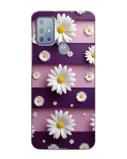 Чехол для Motorola MOTO G20 с картинкой «Ромашки на фиолетовом»
