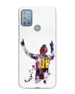 Чехол для Motorola MOTO G20 с картинкой «Акварельный Месси Барселона»