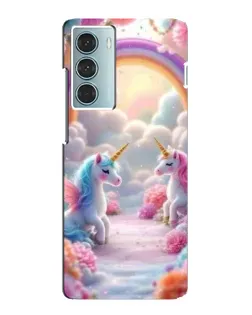 Чехол для Motorola MOTO G200 с картинкой «Радуга и единороги»