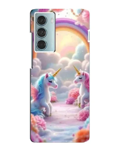 Чехол для Motorola MOTO G200 с картинкой «Радуга и единороги»