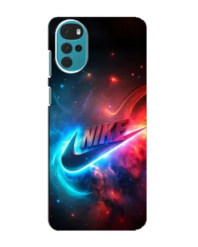 Чехол для Motorola MOTO G22 с картинкой «Огненный логотип Nike»