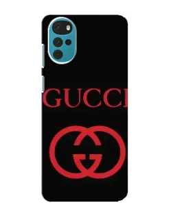 Чехол для Motorola MOTO G22 с картинкой «Gucci — красный логотип»