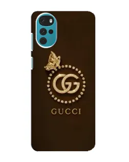Чехол для Motorola MOTO G22 с картинкой «Gucci — золотая бабочка»