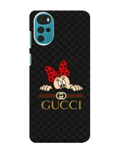 Чехол для Motorola MOTO G22 с картинкой «Минни Маус Gucci — черный»