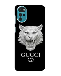 Чехол для Motorola MOTO G22 с картинкой «Gucci — серебряный лев»
