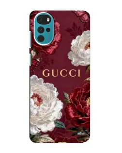Чехол для Motorola MOTO G22 с картинкой «Gucci — бордовые розы»