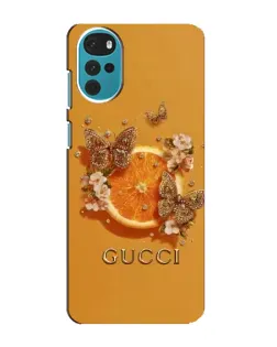 Чехол для Motorola MOTO G22 с картинкой «Gucci — золотые бабочки»