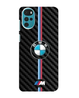 Чехол для Motorola MOTO G22 с картинкой «Эмблема BMW и карбон»