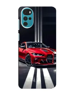 Чехол для Motorola MOTO G22 с картинкой «Красная BMW на дороге»