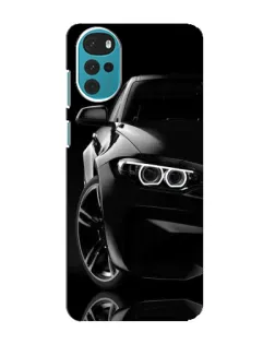 Чехол для Motorola MOTO G22 с картинкой «Черная BMW — профиль»