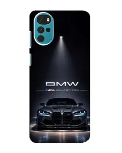 Чехол для Motorola MOTO G22 с картинкой «BMW сквозь ночной город»