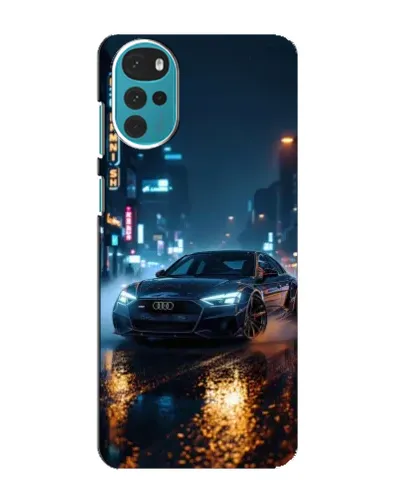 Чехол для Motorola MOTO G22 с картинкой «Ночной город и Audi»