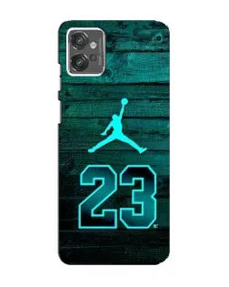 Чехол для Motorola MOTO G23 с картинкой «Jordan Cyan 23»