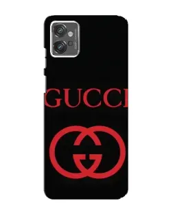 Чехол для Motorola MOTO G23 с картинкой «Gucci — красный логотип»