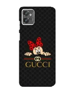 Чехол для Motorola MOTO G23 с картинкой «Минни Маус Gucci — черный»