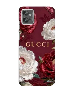 Чехол для Motorola MOTO G23 с картинкой «Gucci — бордовые розы»