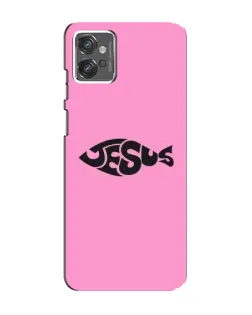Чехол для Motorola MOTO G23 с картинкой «Розовый символ  Jesus»