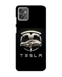 Чехол для Motorola MOTO G23 с картинкой «Tesla — серебристое авто»