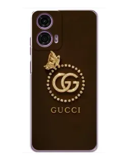Чехол для Motorola MOTO G24 Power с картинкой «Gucci — золотая бабочка»