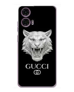 Чехол для Motorola MOTO G24 Power с картинкой «Gucci — серебряный лев»