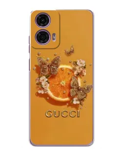 Чехол для Motorola MOTO G24 Power с картинкой «Gucci — золотые бабочки»