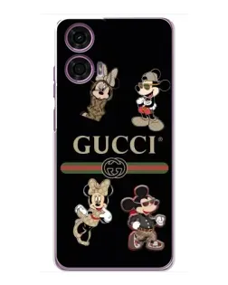 Чехол для Motorola MOTO G24 Power с картинкой «Gucci — герои Disney и монограмма»
