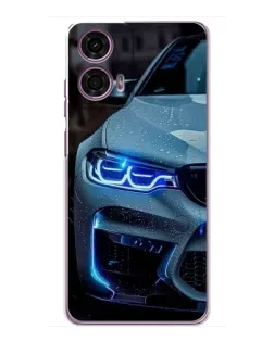Чехол для Motorola MOTO G24 Power с картинкой «Взгляд BMW с синими фарами» Чехол для Motorola MOTO G24 Power с картинкой «Взгляд BMW с синими фарами»