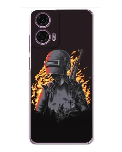Чехол для Motorola MOTO G24 Power с картинкой «PUBG — огненный силуэт»