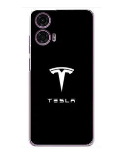 Чехол для Motorola MOTO G24 Power с картинкой «Tesla White Logo»