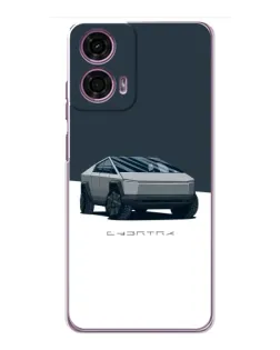 Чехол для Motorola MOTO G24 Power с картинкой «Серебристый Cybertruck Tesla»